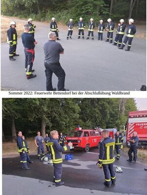 2022: Waldbrandübung bei der Freiwilligen Feuerwehr BetttendorfJahre Freiwillige Feuerwehr Bettendorf