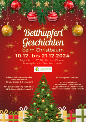 Betthupferl Geschichtehn bei Christbaum