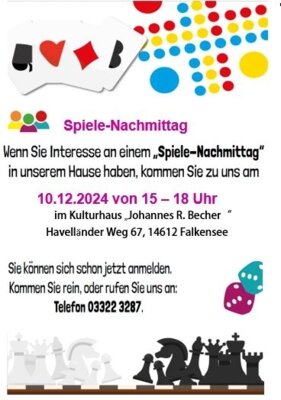 Foto zur Meldung: Spielenachmittag am 10.12.2024 von 15-18 Uhr