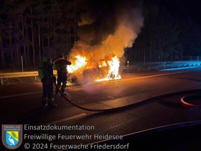 Meldung: Einsatz 112/2024 | PKW in Vollbrand | BAB 12 AS Friedersdorf - AS Storkow