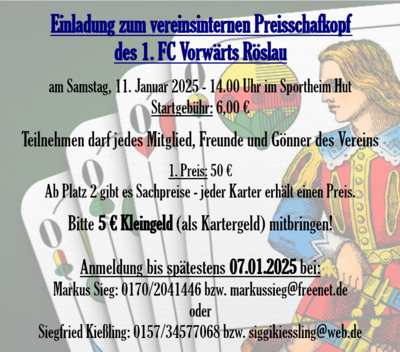 Einladung zum Preisschafkopf am 11. Januar 2025 (Bild vergr&ouml;&szlig;ern)