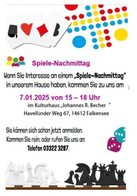 Foto zur Meldung: Spielenachmittag am 7.01.2025 von 15-18 Uhr