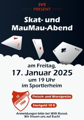 Skat- und MauMau-Abend am 17.01.2025 um 19 Uhr