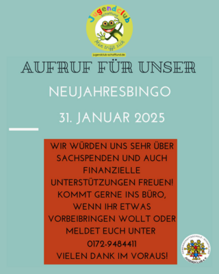 Neujahres-Bingo: Wir suchen Spenden