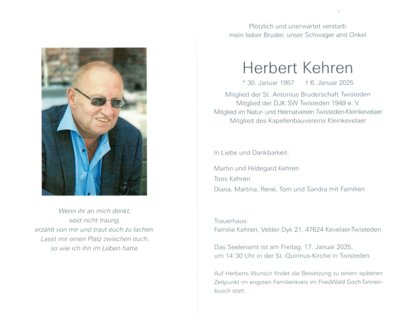 Trauerfall Herbert Kehren