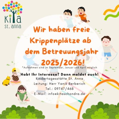 Freie Krippenplätze ab dem Betreuungsjahr 2025/2026!
