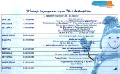 Meldung: Winterferienplan 2025
