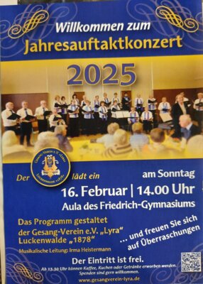Stadtchor singt zum Neujahrsauftaktkonzert des Lyra-Chores
