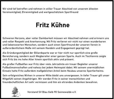 Foto zur Meldung: Der Sportverein trauert