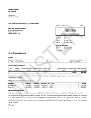 Meldung zum Grundsteuerbescheid