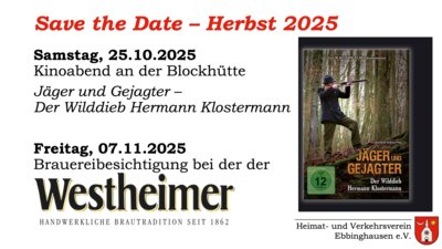 Save the dates: Kinoabend und Brauereibesichtigung (Bild vergrößern)