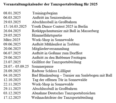 Foto zur Meldung: Tanzen: Terminvorschau für 2025