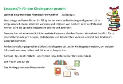 Lesepaten für den Kindergarten gesucht