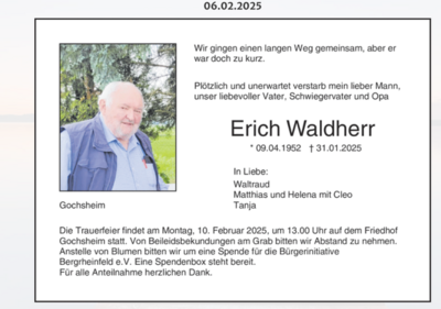 Nachruf an Erich Waldherr
