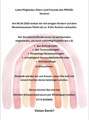 Meldung: Für das Zirkusprojekt: Förderverein veranstaltet Kuchenbasar