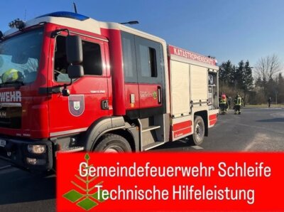 Foto zur Meldung: Einsatzbericht 14/2025 - 28.03.2025, H1 Anforderung Polizei- verunreinigte Straße Schleife