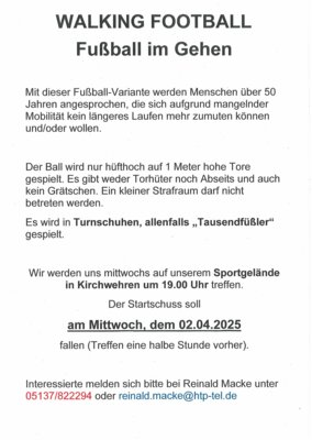 Walking Football - Fußball im Gehen (Bild vergrößern)