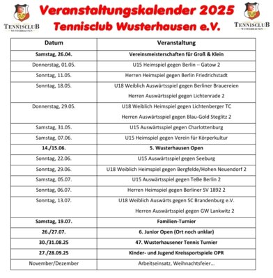 Foto zur Meldung: Tennissaison 2025 mit vielen Turnieren und 3 Mannschaften