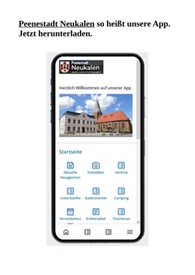 Foto zur Meldung: Werbung für unsere App Peenestadt Neukalen