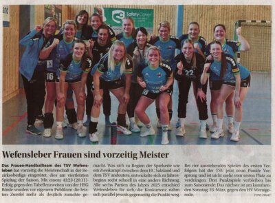 Foto zur Meldung: Wefensleben Frauen sind vorzeitig Meister