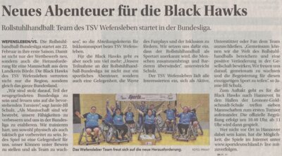 Foto zur Meldung: Neues Abenteuer für die Black Hawks in der Rollstuhlhandball Bundesliga