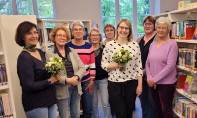 Der Vorstand des Fördervereins (v.l.): Marion Haidukiewitz , Heidy David (Beisitzerin), Barbara van Dyk (Schatzmeisterin), Margret Nobis (stellvertr. Vorsitzende), Sabine Homann (Beisitzerin), Sophia Dango (neue Vorsitzende), Marion Homann (Beisitzerin), Annette Wesemeyer (Schriftführerin)