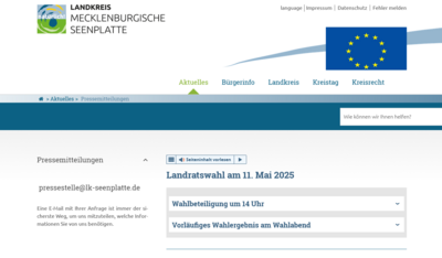 Vorläufiges Wahlergebnis am Wahlabend zur Landratswahl MSE (Bild vergr&ouml;&szlig;ern)