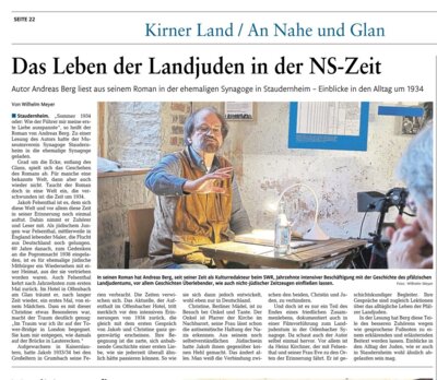 Lesung in der ehemaligen Synagoge Staudernheim am 27.04.2025 Museumsverein