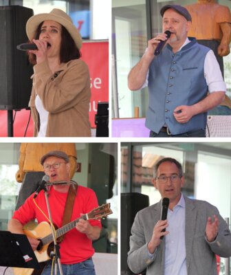 Von Links oben: Sabrina aus Möckmühl, Holger Ries und Dr. Peter Trunzer aus Bad Rappenau sorgten für die musikalische Umrahmung, Oberbürgermeister Sebastian Frei bei seinem Grußwort