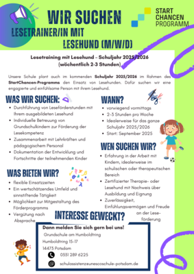 SCP - Wir suchen Lesetrainer/in mit Lesehund