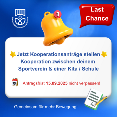 Achtung Antragsfrist 15.09. für das Programm „KinderBewegungsLand“ und „Gemeinsam Sport in Schule und Verein"