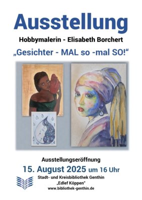 „MAL so – mal SO!“ – Ausstellungseröffnung mit Hobbymalerin Elisabeth Borchert in der Stadt- und Kreisbibliothek Genthin (Bild vergrößern)