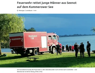 Feuerwehr rettet junge Männer aus Seenot auf dem Kummerower See (Bild vergr&ouml;&szlig;ern)