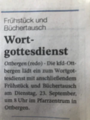 Wortgottesdienst mit anschließendem Frühstück und Büchertausch (Bild vergr&ouml;&szlig;ern)