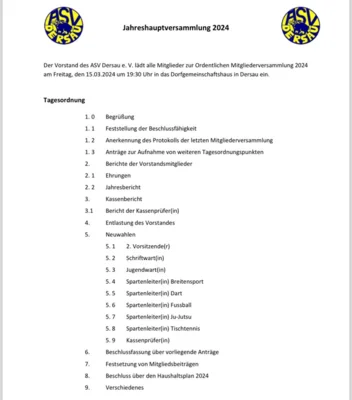 Jahreshauptversammlung 2024