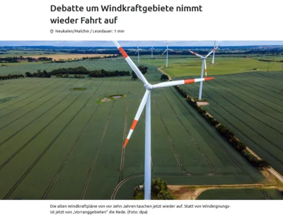 Debatte um Windkraftgebiete nimmt wieder Fahrt auf (Bild vergr&ouml;&szlig;ern)