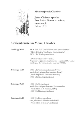 Gottesdienste der Ev. Kirchengemeinde im Oktober (Bild vergr&ouml;&szlig;ern)
