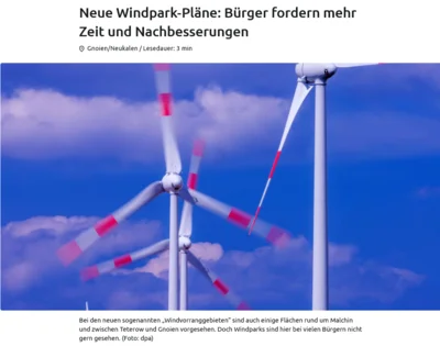Neue Windpark-Pläne: Bürger fordern mehr Zeit und Nachbesserungen (Bild vergr&ouml;&szlig;ern)