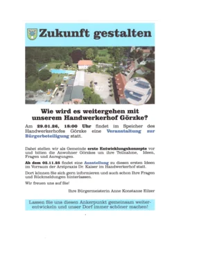 Zukunft gestalten - Wie wird es weitergehen mit unserem Handwerkerhof Görzke?