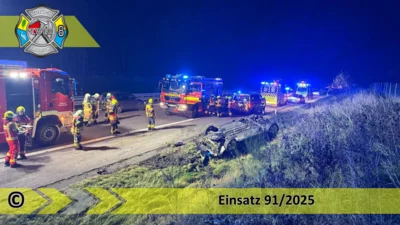 Einsatz 91/2025 | PKW überschlagen | BAB 12 AS Storkow - AS Fürstenwalde/West (Bild vergr&ouml;&szlig;ern)
