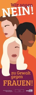 Fahne nein zu Gewalt gegen Frauen