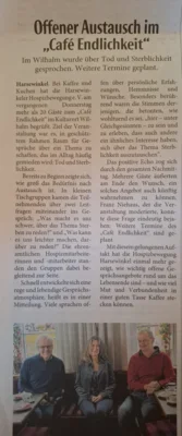 NW-Artikel zu "Café Endlichkeit" vom 21.11.2025 (Bild vergr&ouml;&szlig;ern)