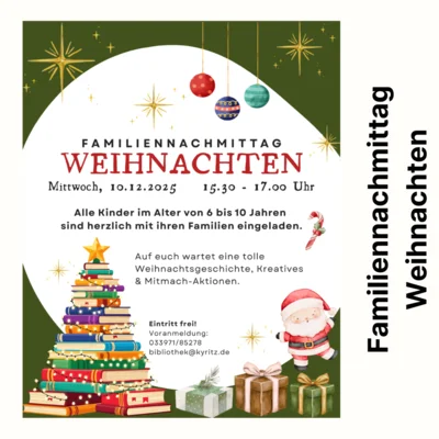 Familiennachmittag "Weihnachten" in der Stadtbibliothek Kyritz