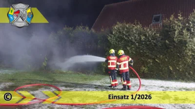 Einsatz 1/2026 | Brennt 10m Hecke | Friedrichshof Chausseestraße (Bild vergr&ouml;&szlig;ern)