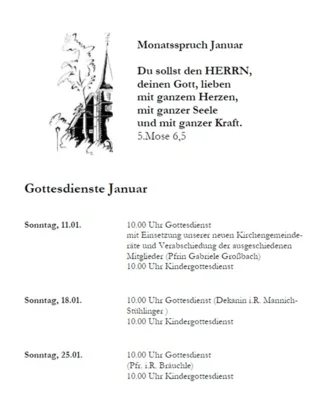 Gottesdienste der Ev. Kirchengemeinde Januar 2026 (Bild vergr&ouml;&szlig;ern)