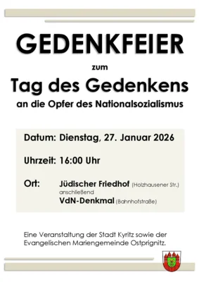 Gedenkfeier zum Tag des Gedenkens an die Opfer des Nationalsozialismus am 27. Januar