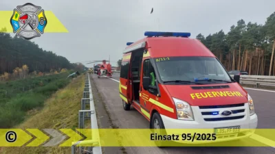 Einsatz 95/2025 | LKW in Böschung | BAB 12 AS Storkow - AS Fürstenwalde/West (Bild vergr&ouml;&szlig;ern)