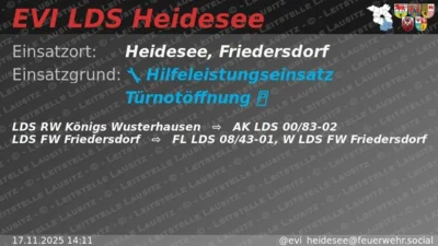 Einsatz 98/2025 | Türnotöffnung für Rettungsdienst | Friedersdorf Hauptstraße (Bild vergr&ouml;&szlig;ern)