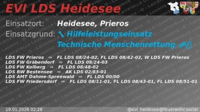 Einsatz 6/2026 | Technische Menschenrettung | Prieros An der Dahmebrücke (Bild vergr&ouml;&szlig;ern)