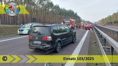 Einsatz 103/2025 | VU 2x PKW - LKW | BAB 12 AS Friedersdorf - AS Storkow (Bild vergr&ouml;&szlig;ern)